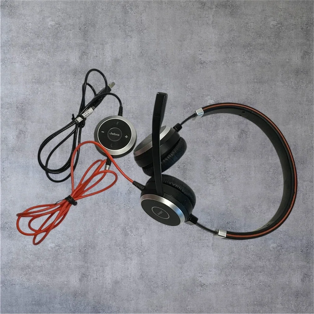 Jabra On Ear Evolve 40 Stereo Headset Black Wired USB 3.5mm Jack Tested/Works